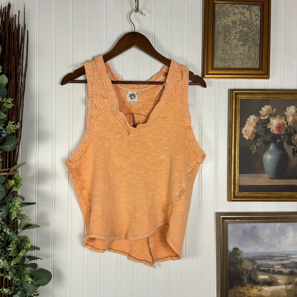 Free People We The Free Tank Top Small Orange Excellent Raw Seam OB1323667